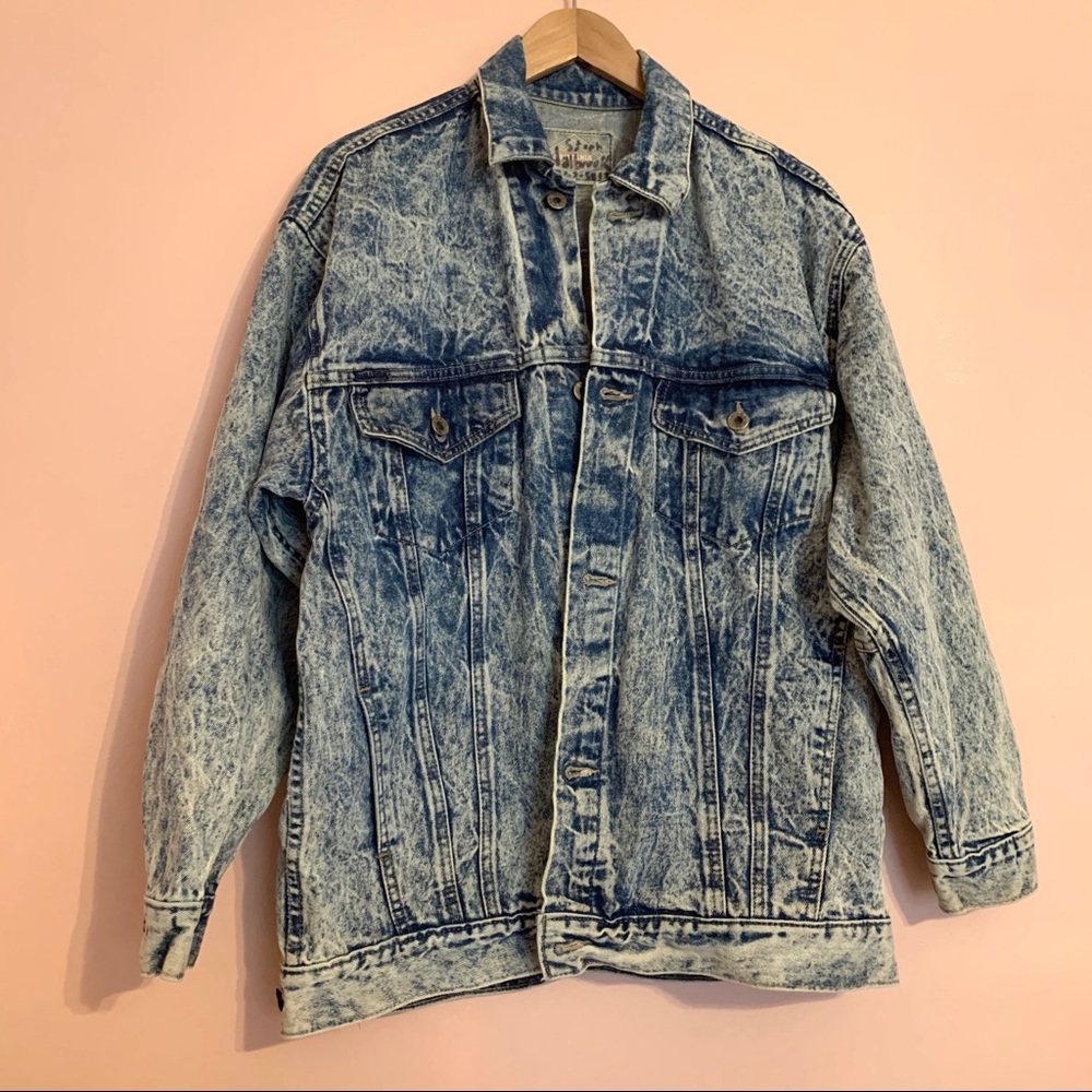 Vintage 80s Acid Washed Slouchy fit denim Jean Jacket